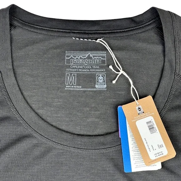 Patagonia Capilene Cool Trail Tee Womens Sz M Ink Black Athletic Performance $39 - Picture 4 of 9